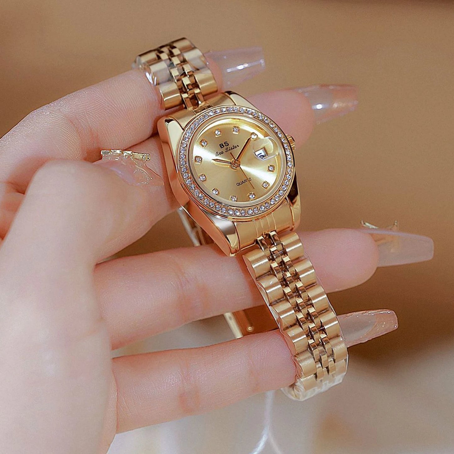 Woman Watch High Quality Luxury Fashion Stainless Steel Quartz Watches Gold Bracelet Waterproof Calendar Female Dress Clock