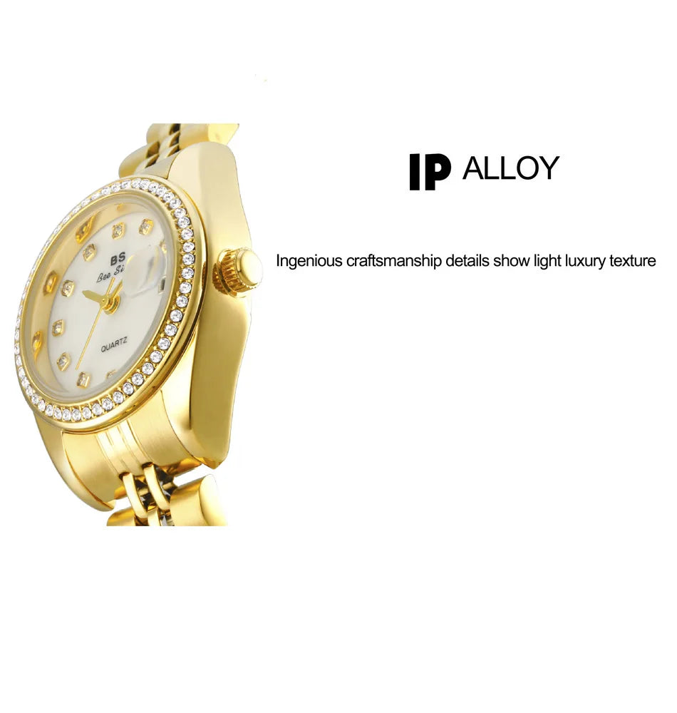 Woman Watch High Quality Luxury Fashion Stainless Steel Quartz Watches Gold Bracelet Waterproof Calendar Female Dress Clock