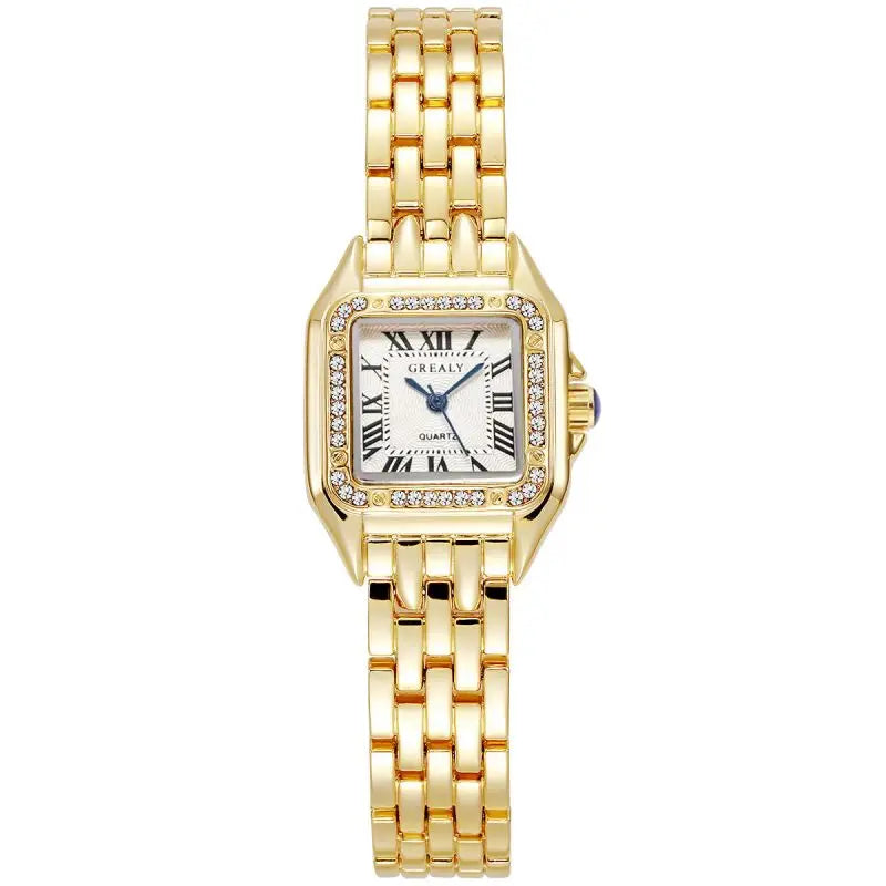 MAYZHISU Women Watch Light Luxury Retro Women Quartz Gold Wristwatch Stainless Steel Waterproof Female Clock Ladies Watch