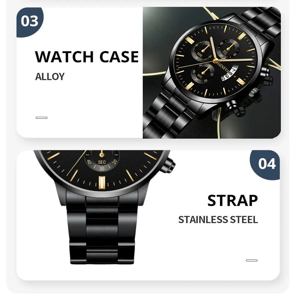 Fashion Men Stainless Steel Watch Luxury Calendar Quartz Wrist Watch Mens Business Watches for Man Clock Montre Homme