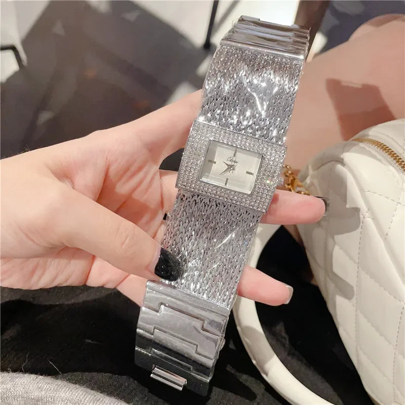 Square Chain Quartz Watch Women's Luxury Rhinestone Quartz Wristwatch Three Colors  Braceletes Stainless Steel Dial Female Clock