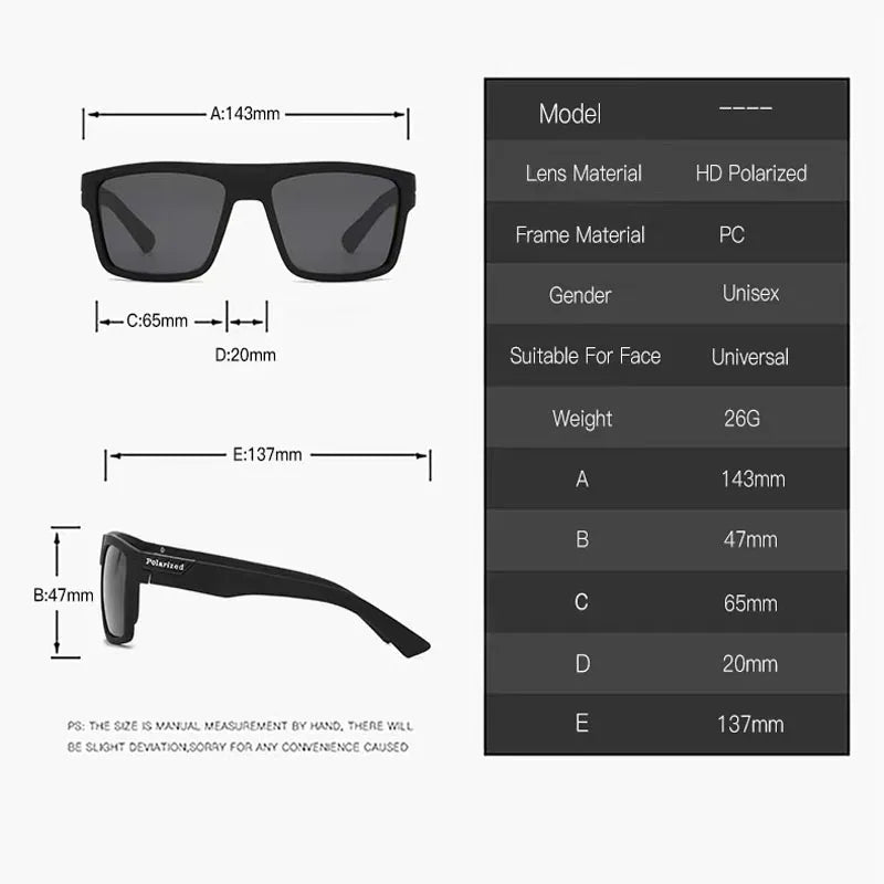 Fashion Sunglasses Square Male Sun Glasses Vintage Driving Fishing Travel Eyeglasses Sport Shades Classic