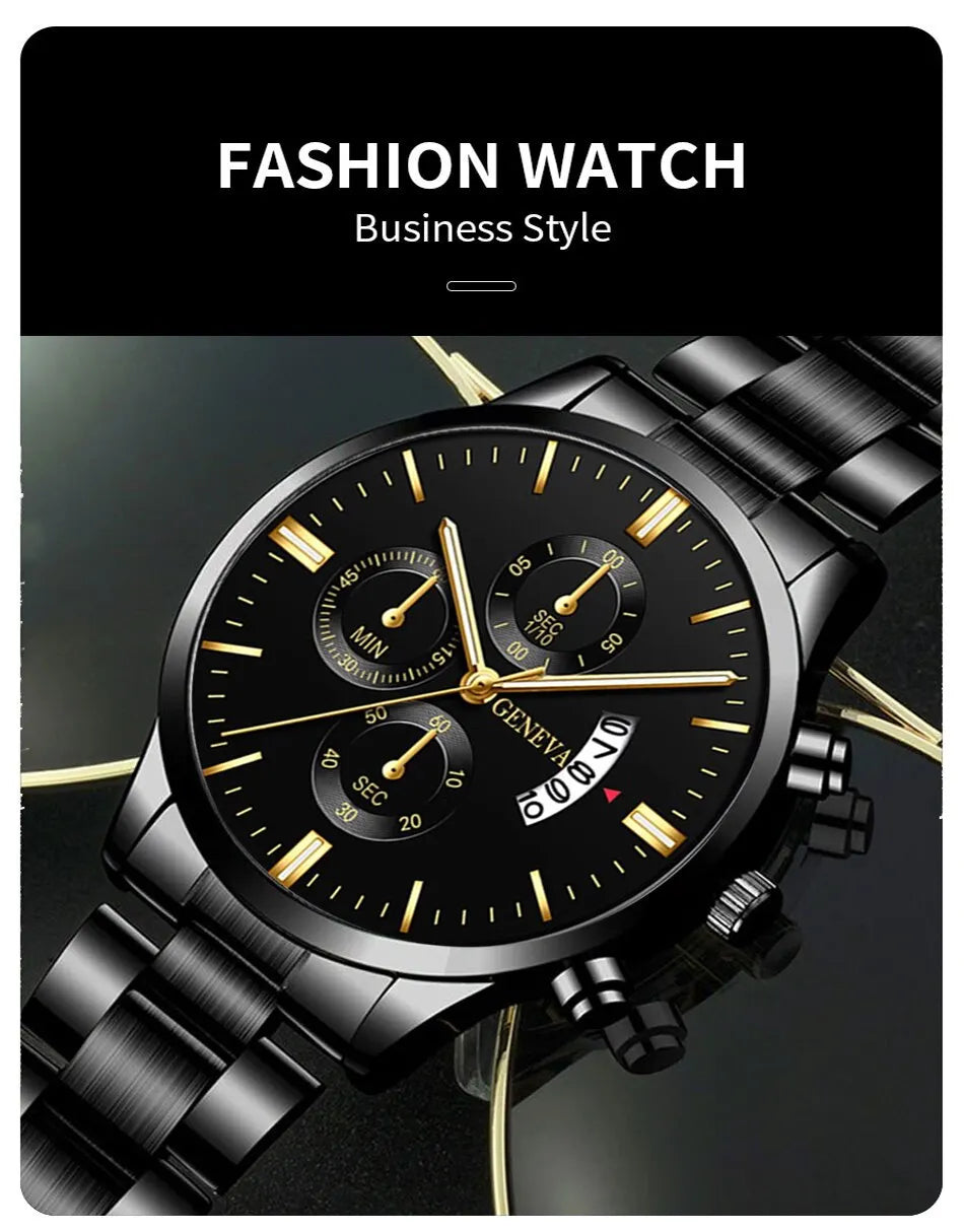 Fashion Men Stainless Steel Watch Luxury Calendar Quartz Wrist Watch Mens Business Watches for Man Clock Montre Homme