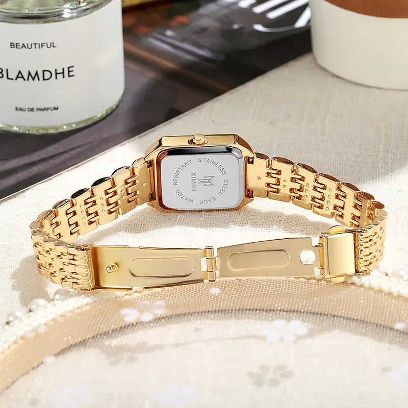 2025 Hot Brand Stainless Steel Strap Watch Women Luxury Gift Quartz Wristwatch Student Fashion Simple Square Quartz Watches