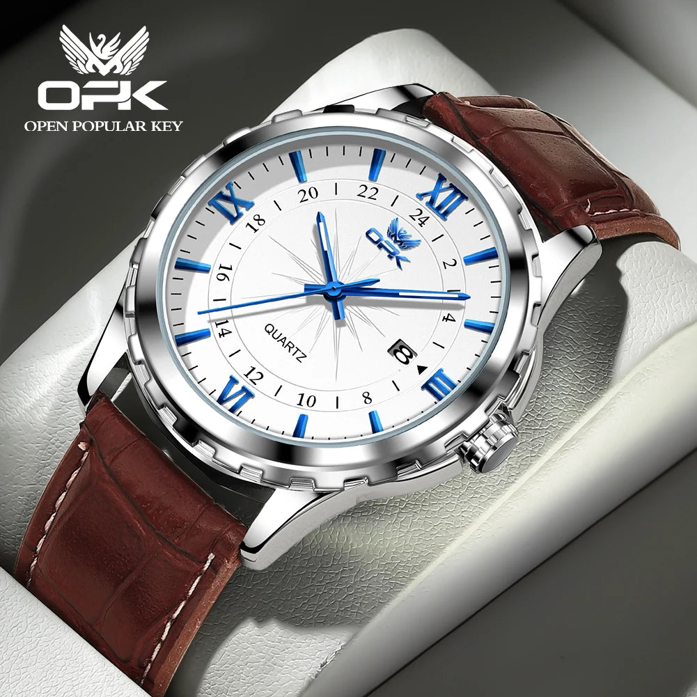 OPK Brand Steel Belt Dual Calendar Men's Quartz Watch 6003