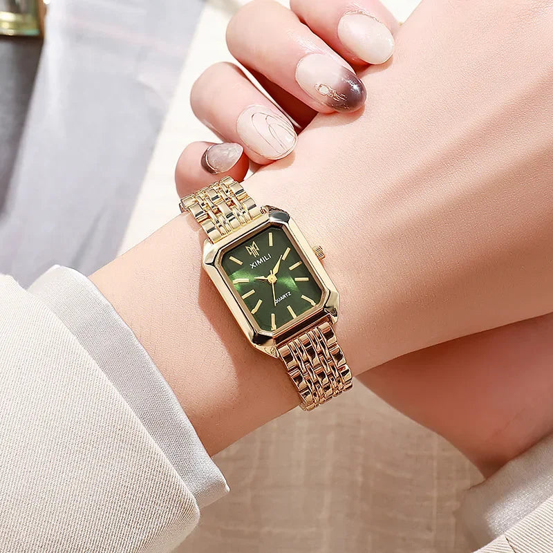 2025 Hot Brand Stainless Steel Strap Watch Women Luxury Gift Quartz Wristwatch Student Fashion Simple Square Quartz Watches