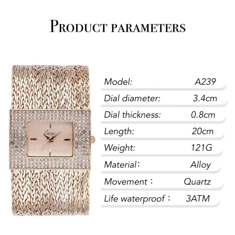 Square Chain Quartz Watch Women's Luxury Rhinestone Quartz Wristwatch Three Colors  Braceletes Stainless Steel Dial Female Clock