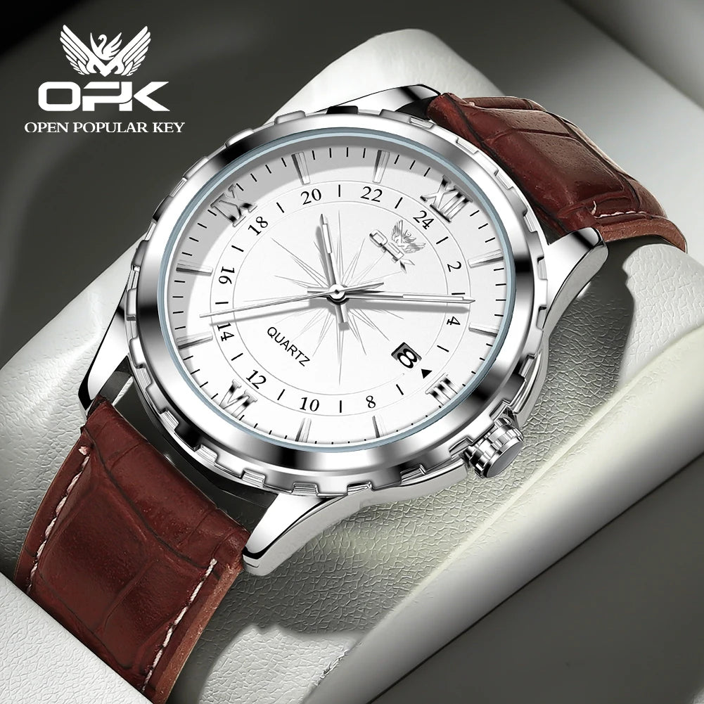 OPK Brand Steel Belt Dual Calendar Men's Quartz Watch 6003